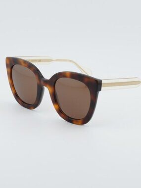 Gucci GG0564S 002 Women Sunglasses Havana Cat Eye Frame, Brown Lenses
